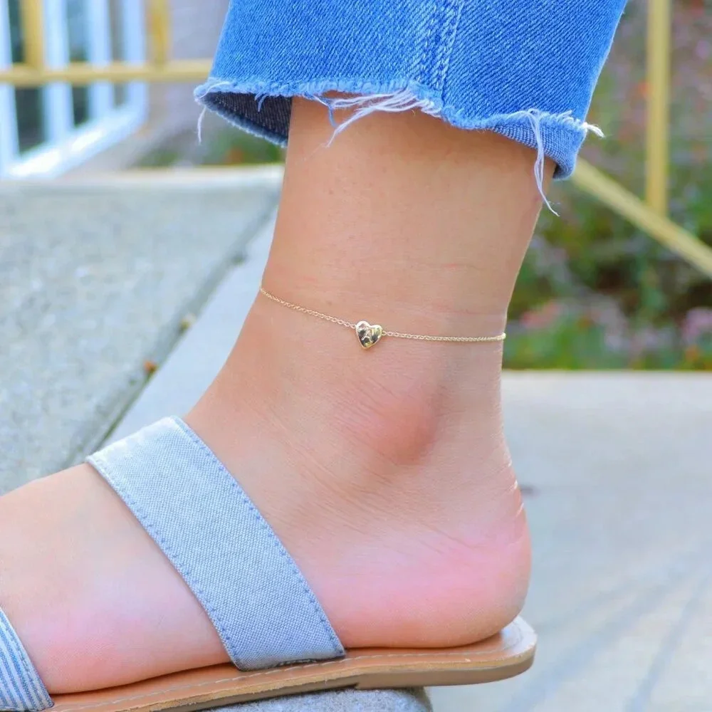 ▶ HEART CHARM PERSONALIZED CUSTOM DAINTY GOLD INITIAL ANKLET GIRL TEEN,ELDM22225_7